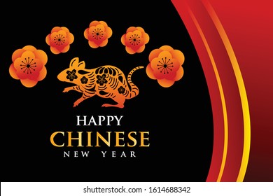 vector illustration Chinese new year 2020 year of the rat. red lantern elements design. year of the rat
