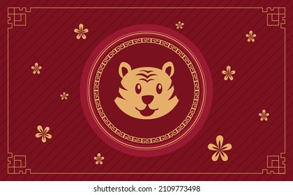 Vector illustration chinese new year 2022 year of the tiger, chinese zodiac symbol background.