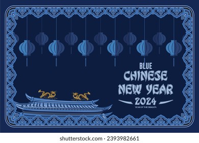  Vektorgrafik des chinesischen Neujahrs 2024, Jahr des Drachen.