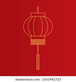 Vector illustration of Chinese New Year lantern on red background