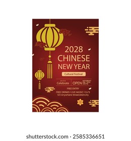 Vector illustration of Chinese new year flyer poster template design