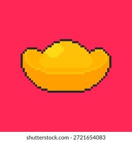 Ilustração vetorial de lingote de ouro de ano novo chinês em estilo de arte de pixel para ativos de jogo