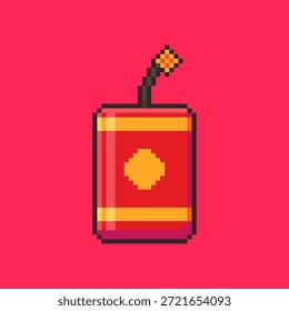Ilustración vectorial de la vela del año Nuevo chino en estilo del arte del pixel para los Elementos del juego