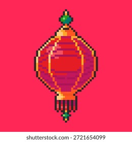 Ilustración vectorial de la linterna del año Nuevo chino en estilo del arte del pixel para los Elementos del juego