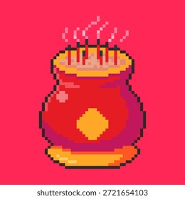 Ilustração vetorial do incenso de ano novo chinês em estilo de arte pixel para ativos de jogo