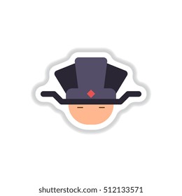 Vector illustration of Chinese new year celebration in paper sticker style Chinese man face in traditional headdress