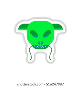 Vector illustration of Chinese new year celebration in paper sticker style dragon festival face