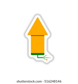 Vector illustration of Chinese new year celebration in paper sticker style Firework rocket with burning wick