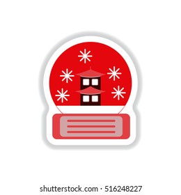 Vector illustration of Chinese new year celebration in paper sticker style chinese house in christmas ball