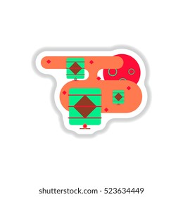 Vector illustration of Chinese new year celebration in paper sticker style Chinese lanterns in sky