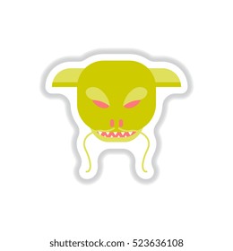 Vector illustration of Chinese new year celebration in paper sticker style dragon festival face