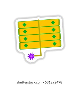 Vector illustration of Chinese new year celebration in paper sticker style firecrackers
