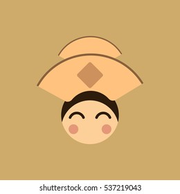 Vector illustration of Chinese new year celebration in flat style Chinese woman face in traditional headdress