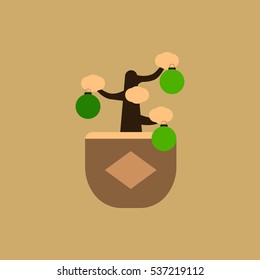 Vector illustration of Chinese new year celebration in flat style Chinese Lunar New Year decorative tree