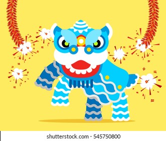 Vector illustration - Chinese New Year, Lion Dance