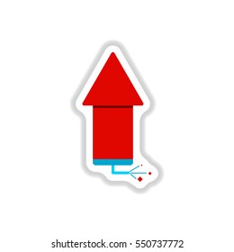 Vector illustration of Chinese new year celebration in paper sticker style Firework rocket with burning wick