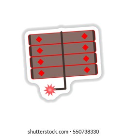 Vector illustration of Chinese new year celebration in paper sticker style firecrackers