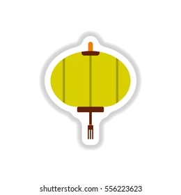Vector illustration of Chinese new year celebration in paper sticker style Chinese lantern
