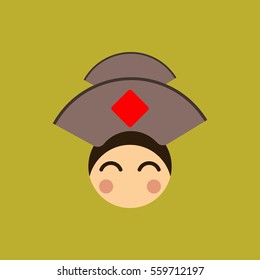 Vector illustration of Chinese new year celebration in flat style Chinese woman face in traditional headdress