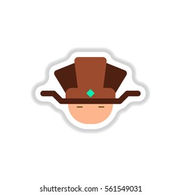 Vector illustration of Chinese new year celebration in paper sticker style Chinese man face in traditional headdress
