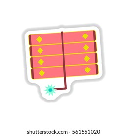Vector illustration of Chinese new year celebration in paper sticker style firecrackers