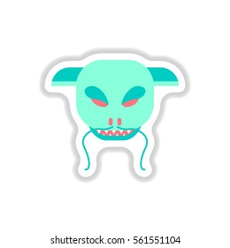 Vector illustration of Chinese new year celebration in paper sticker style dragon festival face