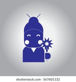 Vector illustration of Chinese new year celebration in flat style Chinese woman in traditional headdress with sparkler