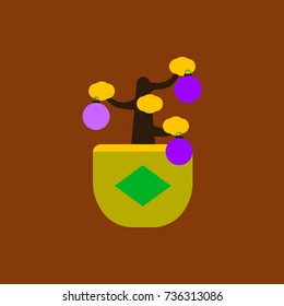 Vector illustration of Chinese new year celebration in flat style Chinese Lunar New Year decorative tree