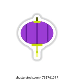 Vector illustration of Chinese new year celebration in paper sticker style Chinese lantern
