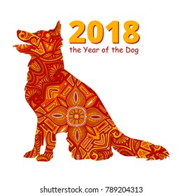 A vector illustration of Chinese New Year Card Poster for Year of Dog
