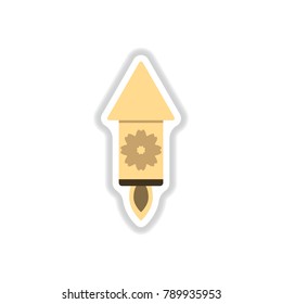Vector illustration of Chinese new year celebration in paper sticker style Firework rocket