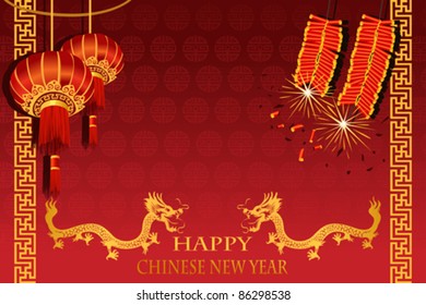 A Vector Illustration Of Chinese New Year (the Year Of Dragon) Greeting Card