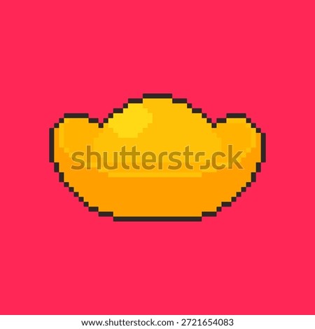 Vector Illustration of Chinese New Year Gold Ingot in Pixel Art Style for Game Assets