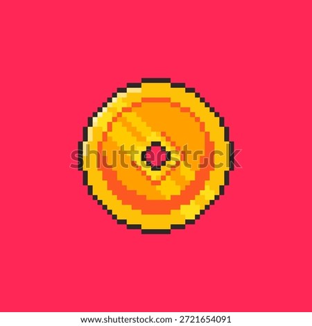 Vector Illustration of Chinese New Year Gold Coin in Pixel Art Style for Game Assets