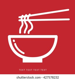 Vector Illustration of Chinese Noodles and Chopsticks