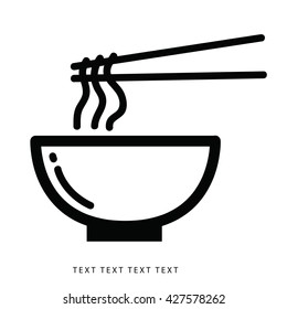 Vector Illustration of Chinese Noodles and Chopsticks