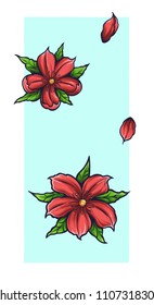 Vector illustration of chinese peach flowers