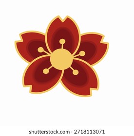Ilustración vectorial de flor roja china