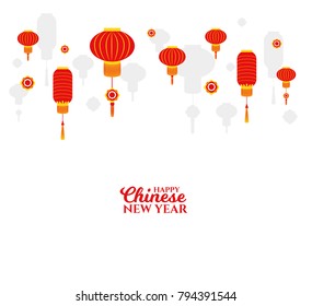 vector illustration Chinese red lanterns