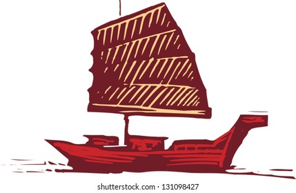 Vector illustration of Chinese ship