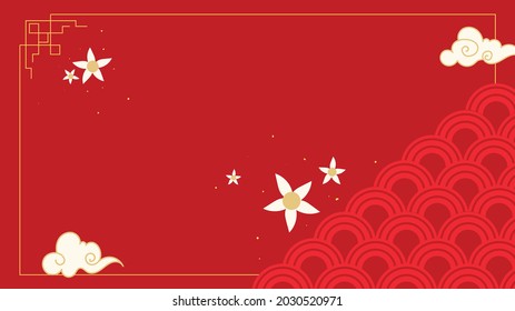 Vector illustration chinese spiral pattern background and chinese blossom floral.