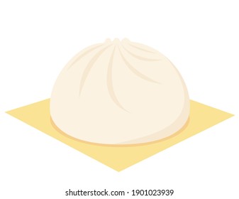 Vector illustration of Chinese steamed bun. Meat Bun . Pork bun.