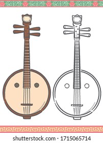 Vector illustration of chinese traditional instrument, ruan.