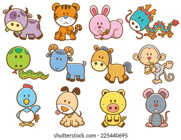 Vector illustration of Chinese Zodiac animal cartoon