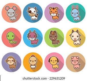 Vector illustration of Chinese Zodiac animal cartoon