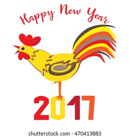 Vector illustration of Chinese zodiac rooster design element isolated on a white background for New Year decoration.