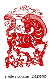 Vector illustration of Chinese zodiac signs: horse