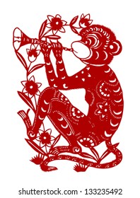 Vector illustration of Chinese zodiac signs: monkey