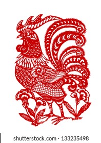 Vector illustration of Chinese zodiac signs: rooster ( or chicken )