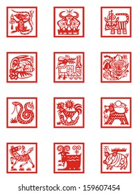 Vector illustration of Chinese zodiac signs